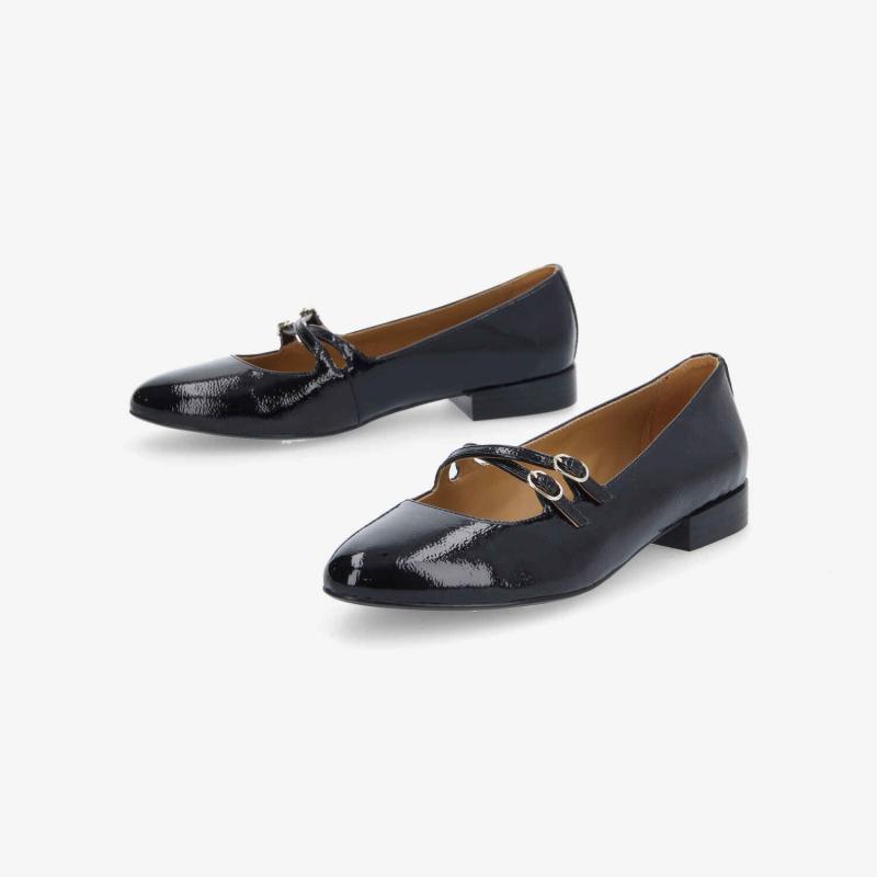 FLORA BALLERINA W - WRINKLED PATENT - NOIR